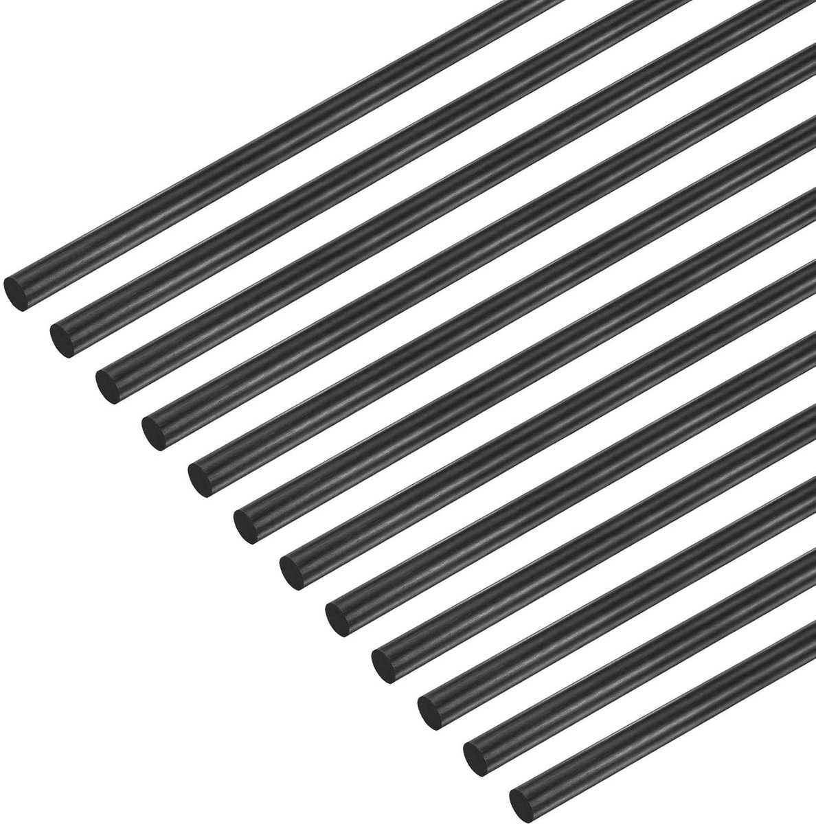 12 stuks koolstofvezelstangen, 100 mm lang, 3 mm diameter, massieve stang, mat, voor RC-vliegtuigen, knutselwerk, quadcopterarmen, buizen op schaal