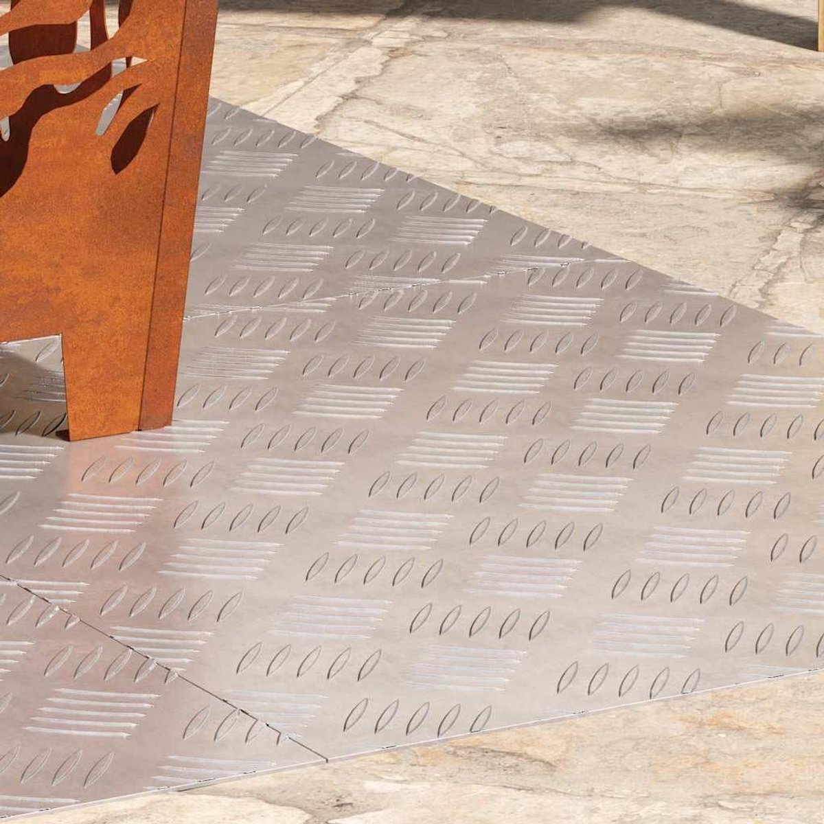 Checker Plate Trap Treden 4 Stuks 60x50 cm | Antislip ontwerp, duurzaam, geschikt voor binnen en buiten, eenvoudig te reinigen