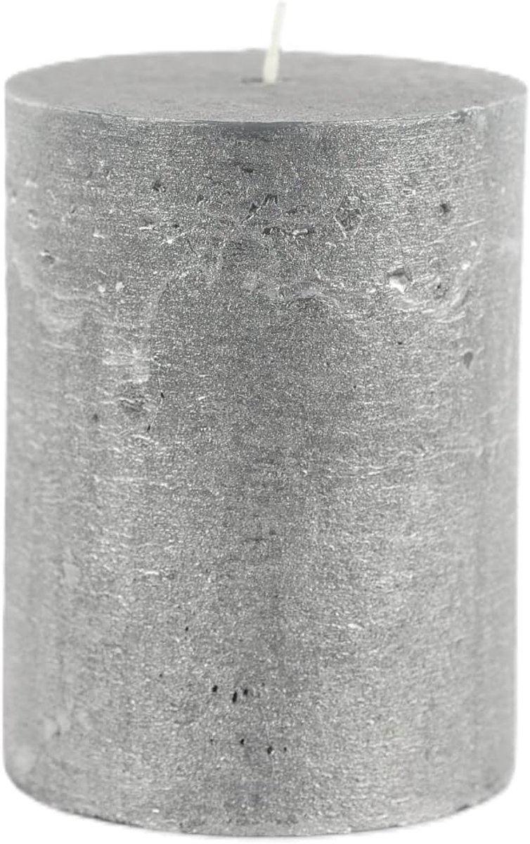 Pilarenkaars zwart 10cm - zwart-zilver - sfeervol licht - perfect voor decoratie - SnelShoppen