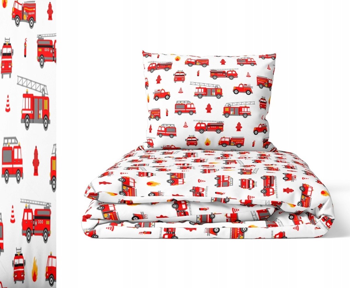 Kinderbeddengoed 140x200cm Katoen - Brandweer Thema