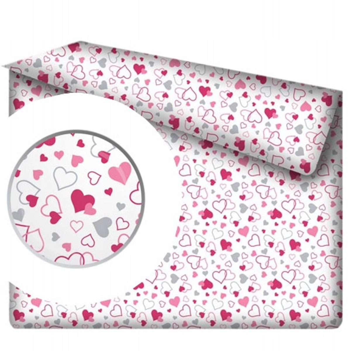 Merkloos Katoenen Hoeslaken Zonder Elastiek 160x200 cm - Roze Hartjes