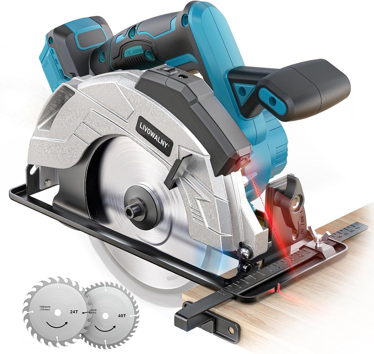 LIVOWALNY Hand-held circular saw compatible with Makita battery 18 V, 66 mm cordless circular saw with diameter 165 x - ShopVlot