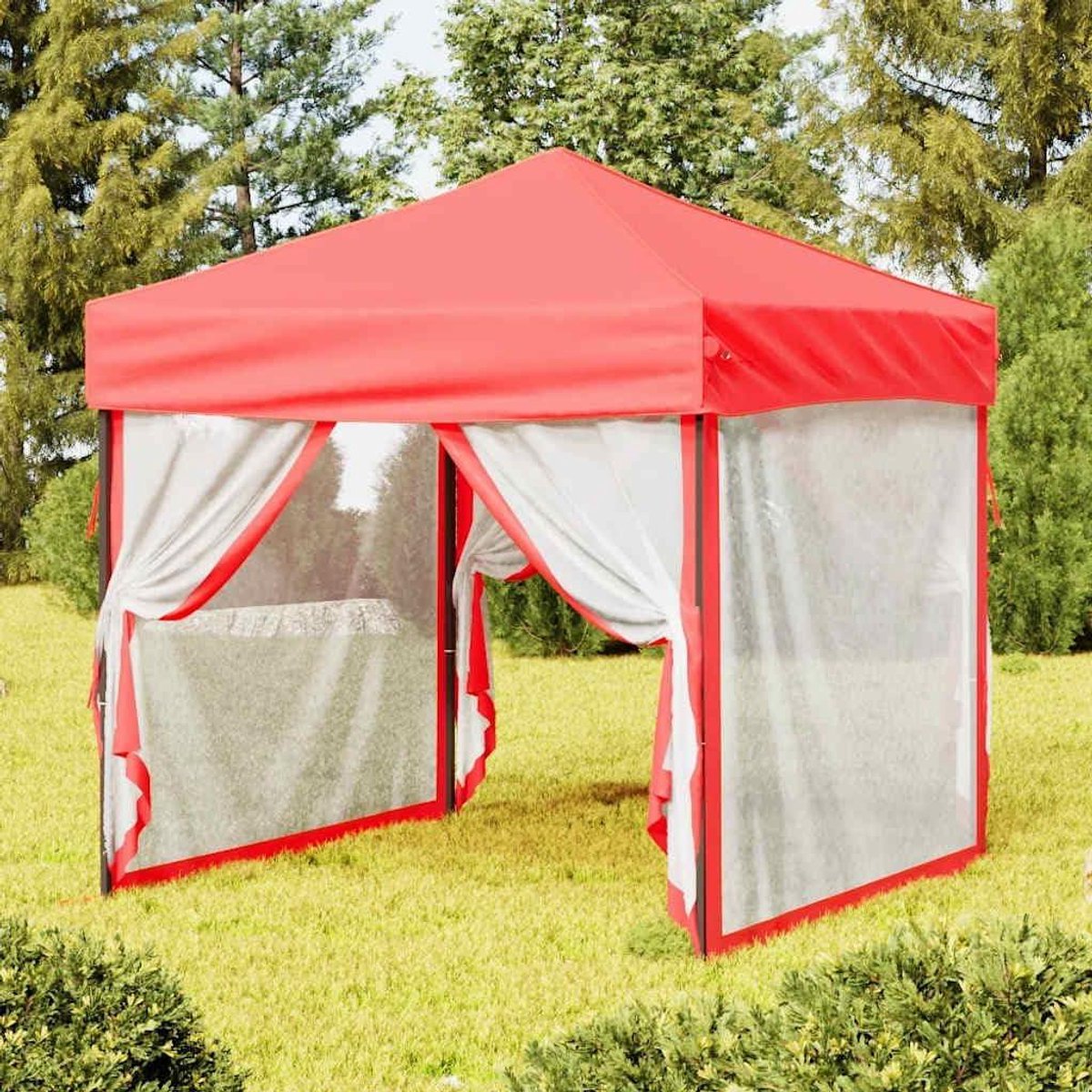 Feesttent met wanden - Pop-up tent - Buitenfeesten organiseren - UV-beschermend - 2 x 2 meter - Rood