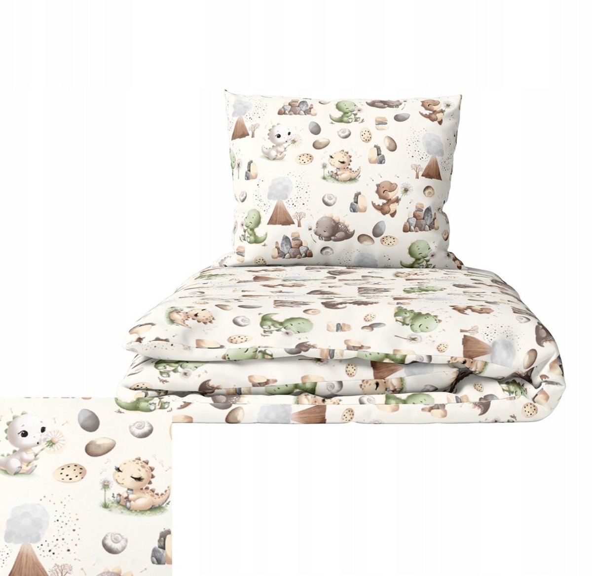 Kinderbeddengoed Katoen 100x140cm + 50x60cm - Dinoprint Beige