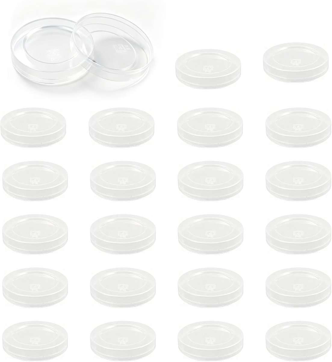 Deksels, 5,3 cm, transparante kunststof reservedeksels voor yoghurtpotten, herbruikbare afdekkingen voor voedselopslag, dicht sluitend, keuken, specerijen, snacks