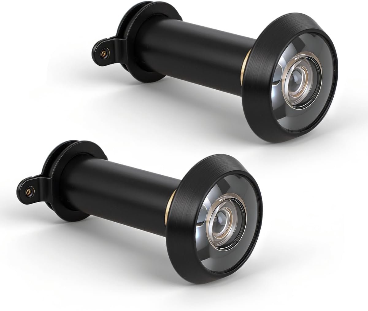 2 stuk UL gecertificeerd zwart 12mm(buisdiameter),35-60mm(lengte),25mm(kop),massief messing afneembare achterkap van 200 graden,geschikt voor diverse deuren.