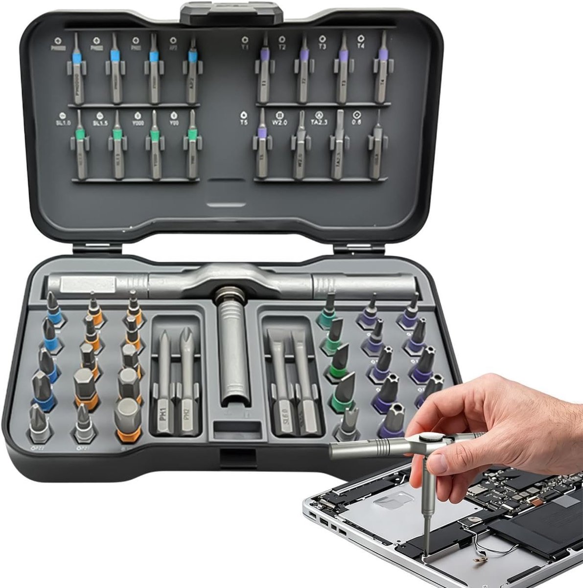 Ratelset 50-in-1 Magnetische Ratel Handgereedschap met Meerdere | Ratelende Schroevendraaier Set voor Montage van Meubels, Reparatie van Elektronica, Onderhoud van Fietsen en
