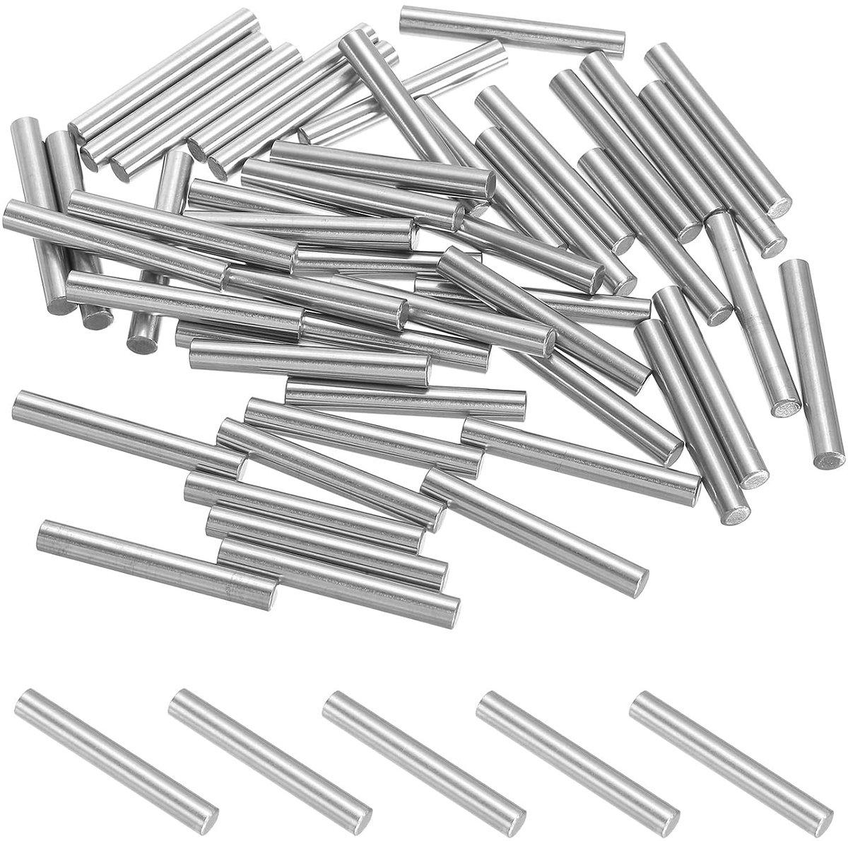 Cilindrische metalen bouten, 4 x 30 mm, 50 stuks, 304 roestvrij staal, plankhouder, bevestigingselement voor boekenkasten, planken, positioneringscomponent, zilver