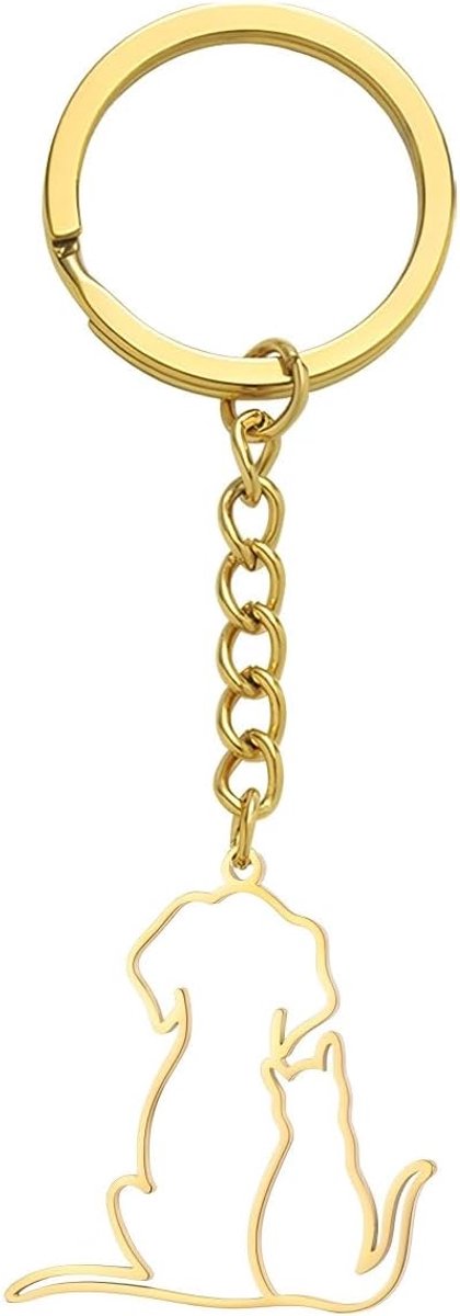 Kat Hond Sleutelhangers Cadeaus RVS Dieren Sleutelring Autosleutels Accessoires voor Vrouwen Dierenliefhebbers