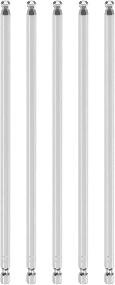 5 stuks zeskantige kogelpunt, H6 (6 mm), zeskantschacht, 1/4 inch, 200 mm, lang, magnetisch, S2-staal, handgereedschap voor schroevendraaier, boorschroevendraaier, schroefsleutel