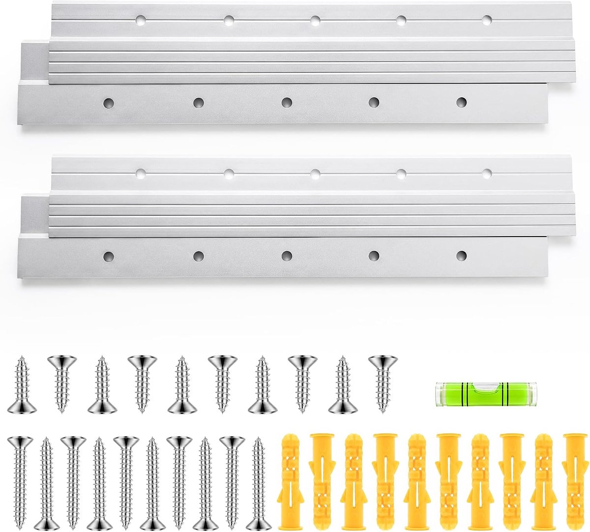 30,5 cm Franse fotohanger, 38 kg draagvermogen, French Cleat Hanger van geoxideerd aluminium, wandmontageset met nivelleringsapparaat en schroeven