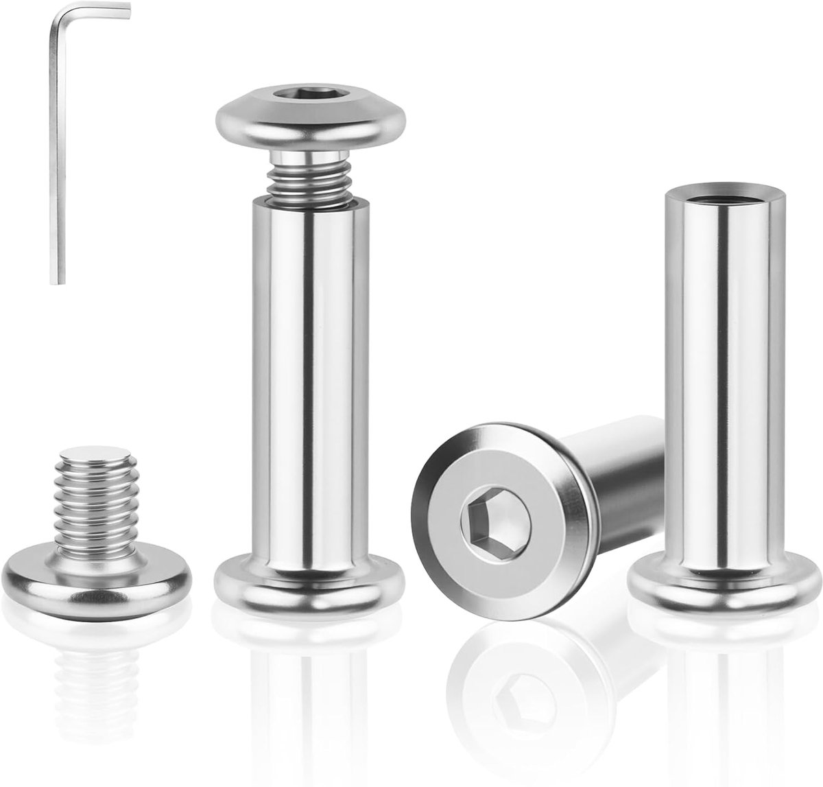 60 stuks verbindingsschroeven M6x18mm hulsmoeren (30 hulsmoeren en 30 hulsbouten) roestvrij staal A2 V2A meubelverbindingsschroeven hulsbouten voor meubels houten planken kasten