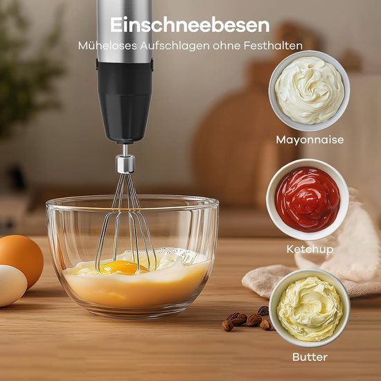 Staafmixer Set - Keukenapparaat - Maaltijden Bereiden - Krachtige 1000W Motor - 800 ml Beker - Zilver en Zwart — afbeelding 4