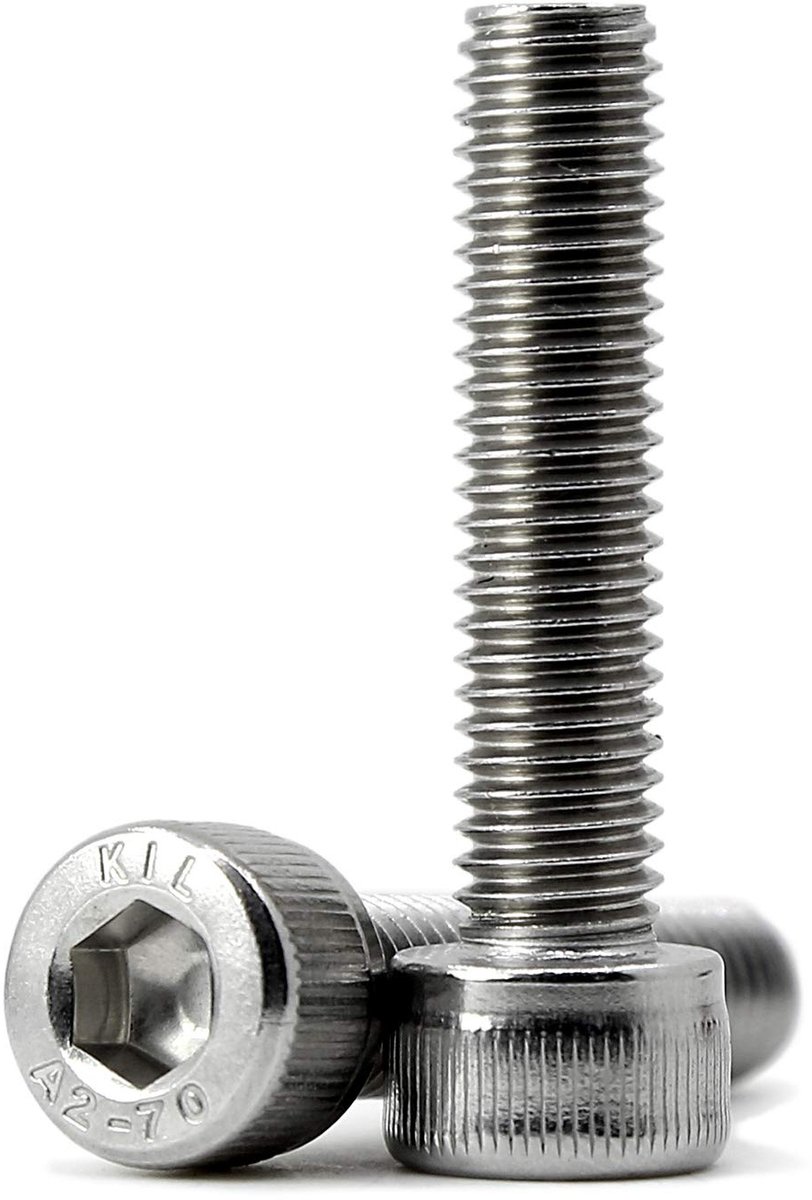 M5 x 8 mm, 304 roestvrij staal, cilinderschroeven met binnenzeskant, volledige schroefdraad, 60 stuks