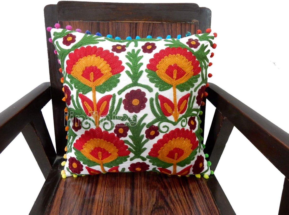 Kussenhoes 40 x 40cm - Ethnisch Bloemdesign - Traditionele Katoenen Decoratie - Ideaal voor Sofa - SnelShoppen