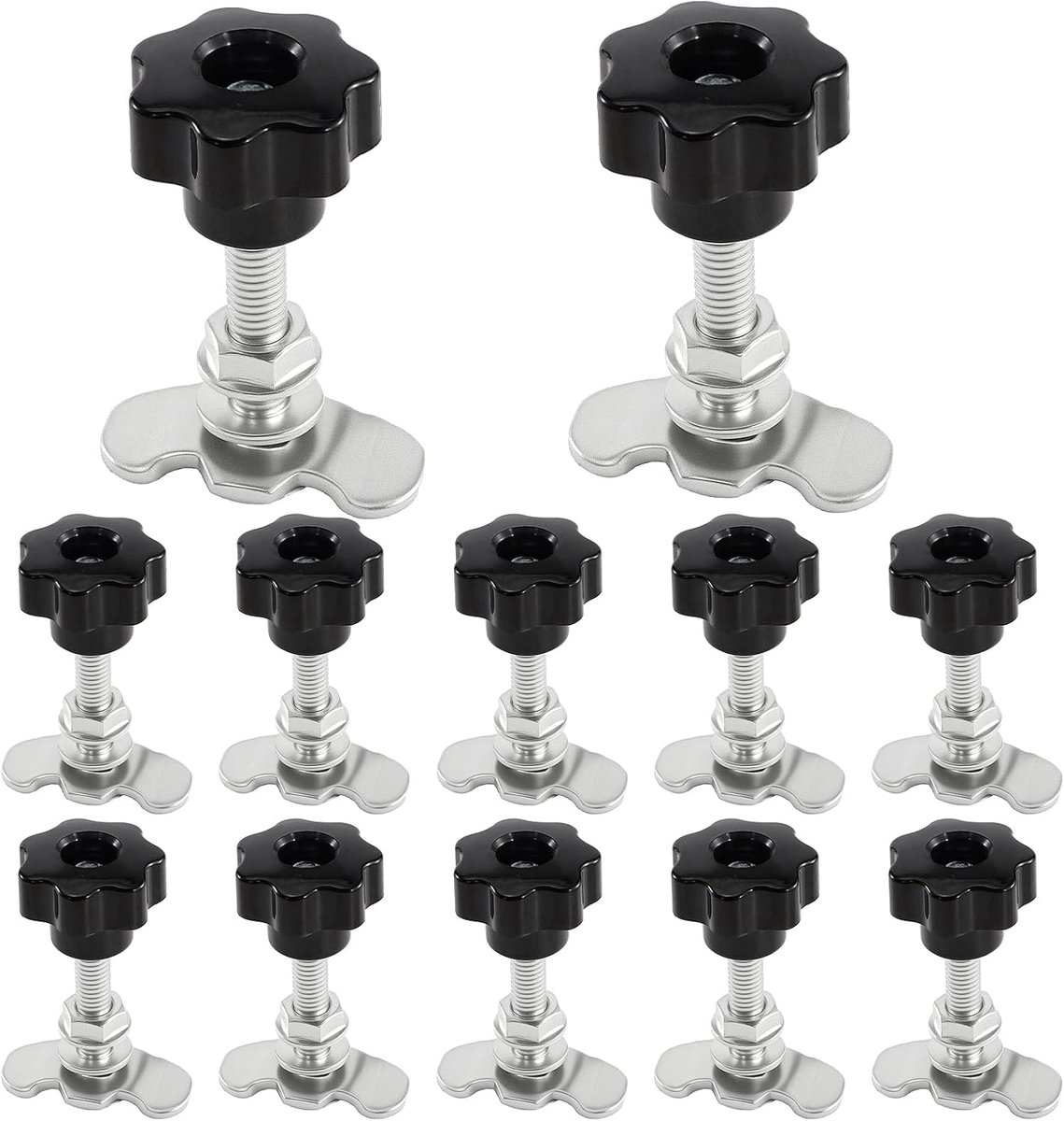 12 stuks airlinerail-accessoires, schroeffitting voor airlinerailfitting, M8 x 60 500daN, eindbeslag van verzinkt staal met stergreepschroef, eindmontage voor sjorrails