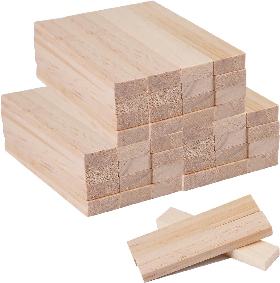 Houten knutselblokken, natuurlijke kleuren, 93 x 18 x 7 mm | Glad oppervlak, Braamvrij, Veilig, Voor architectuurmodellen