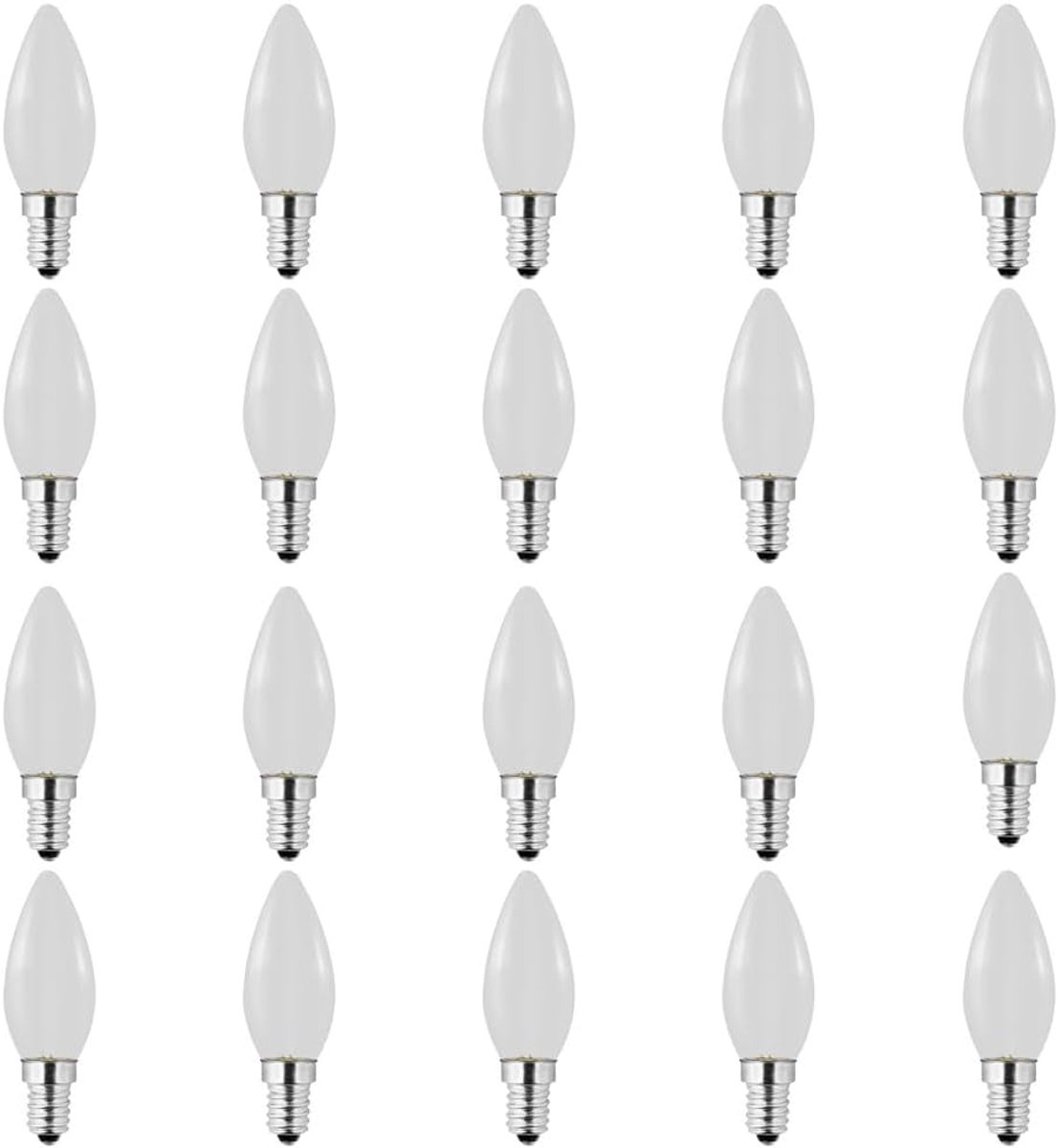E14 led-lamp, Warm wit lamp, plastic kap, ses-kaarslampen, 1W equivalent 10W gloeilamp, niet dimbaar, voor buiten en binnen, stringverlichting, bruiloft, feest, bar, 20 stuks