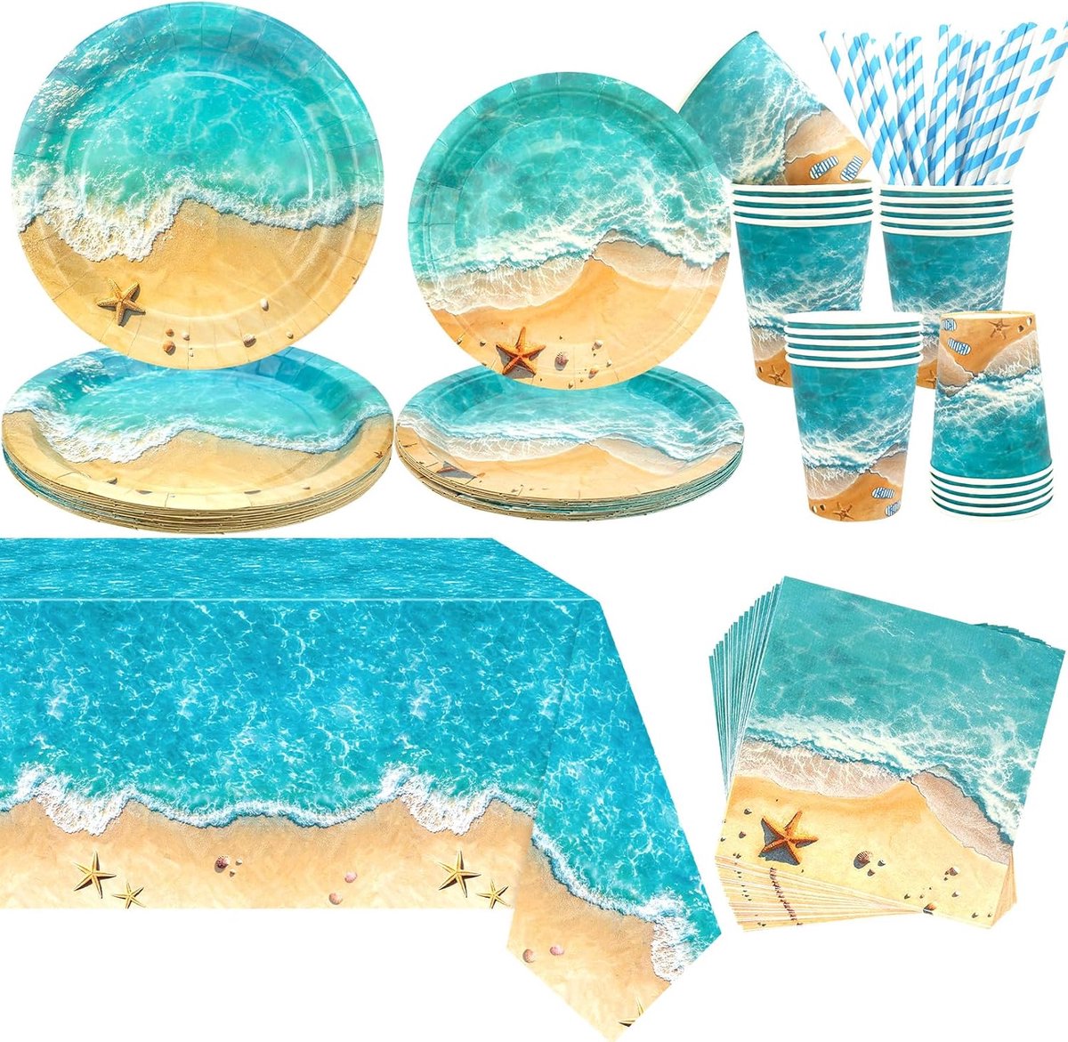 Leveringen Inclusief Borden Tafelkleed Servetten Servies voor Zomer Pool Hawaïaans Feest Verjaardagsdecoraties, Voor 20 Gasten