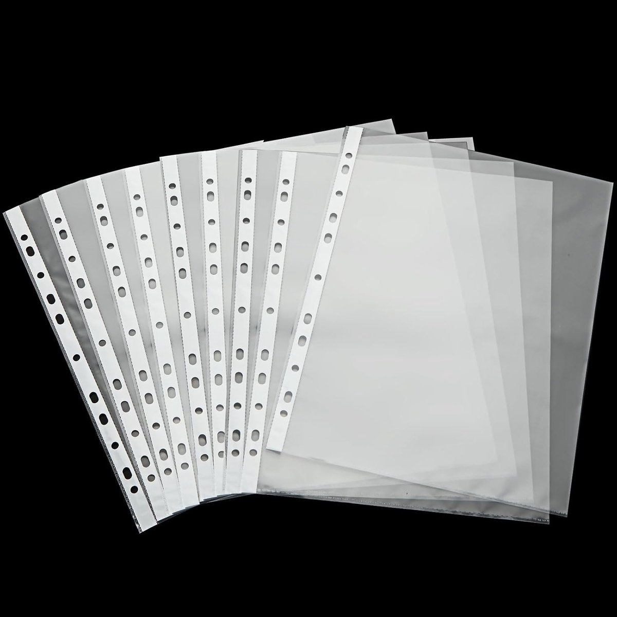 100 stuks brochurehoezen A3, transparante hoezen A3, 0,05 mm brochurehoezen met gaten, transparante folies, transparante hoezen, geperforeerde plastic hoes voor A3-mappen, documenten, papieren