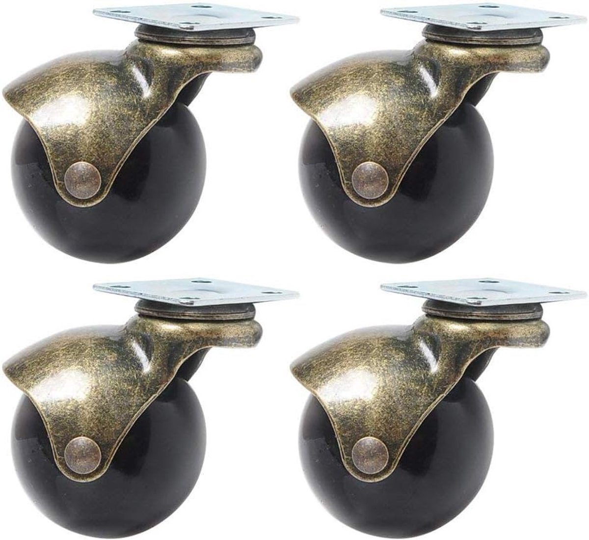 4 stuks wieltjes voor meubelpoten (2 inch (50 mm) – zonder rem)
