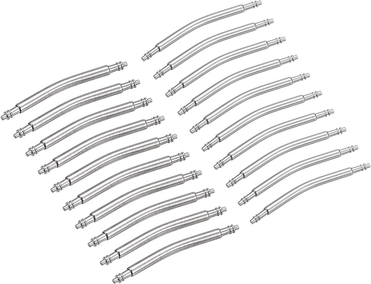 20 mm gebogen veerpennen 1,5 mm 1,8 mm diameter roestvrij staal dubbele flens armbandverbindingspennen 20 stuks