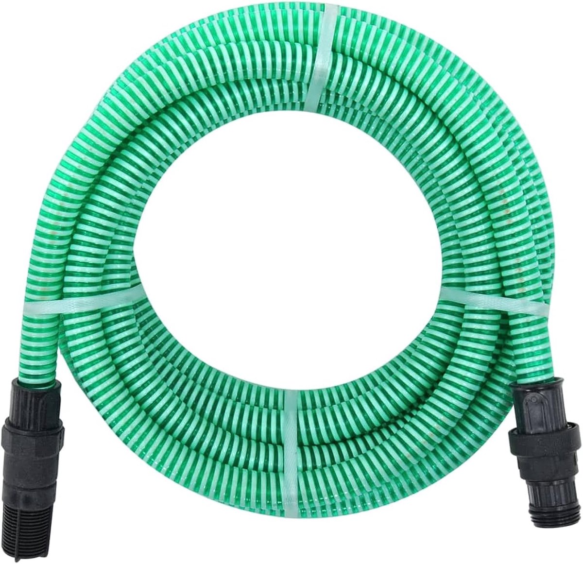 Zuigslang met pvc-aansluitingen, aanzuigslang met voetventiel en zeef, geschikt voor tuinpomp, 10 m, 22 mm, groen