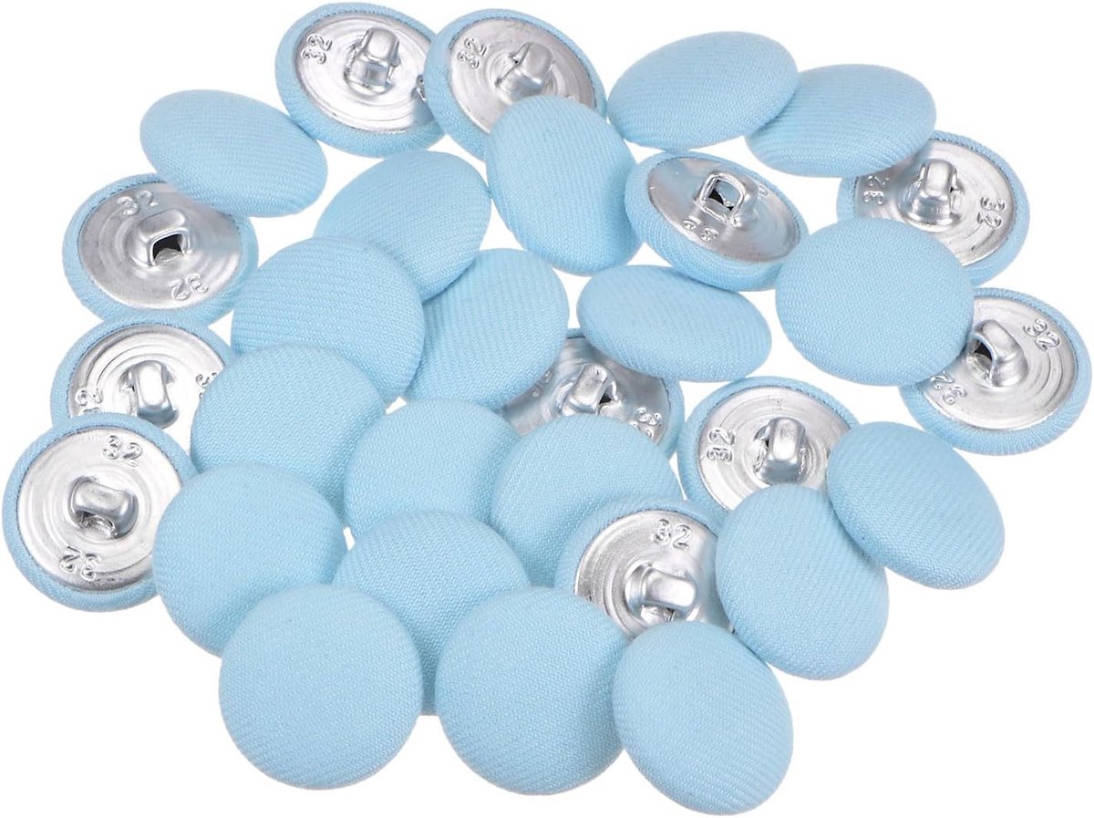 Knopen, 30 stuks, 32 l, 20 mm, rond, metaal, genaaide schacht, knopen voor kleding, jurk, blouses, blauw