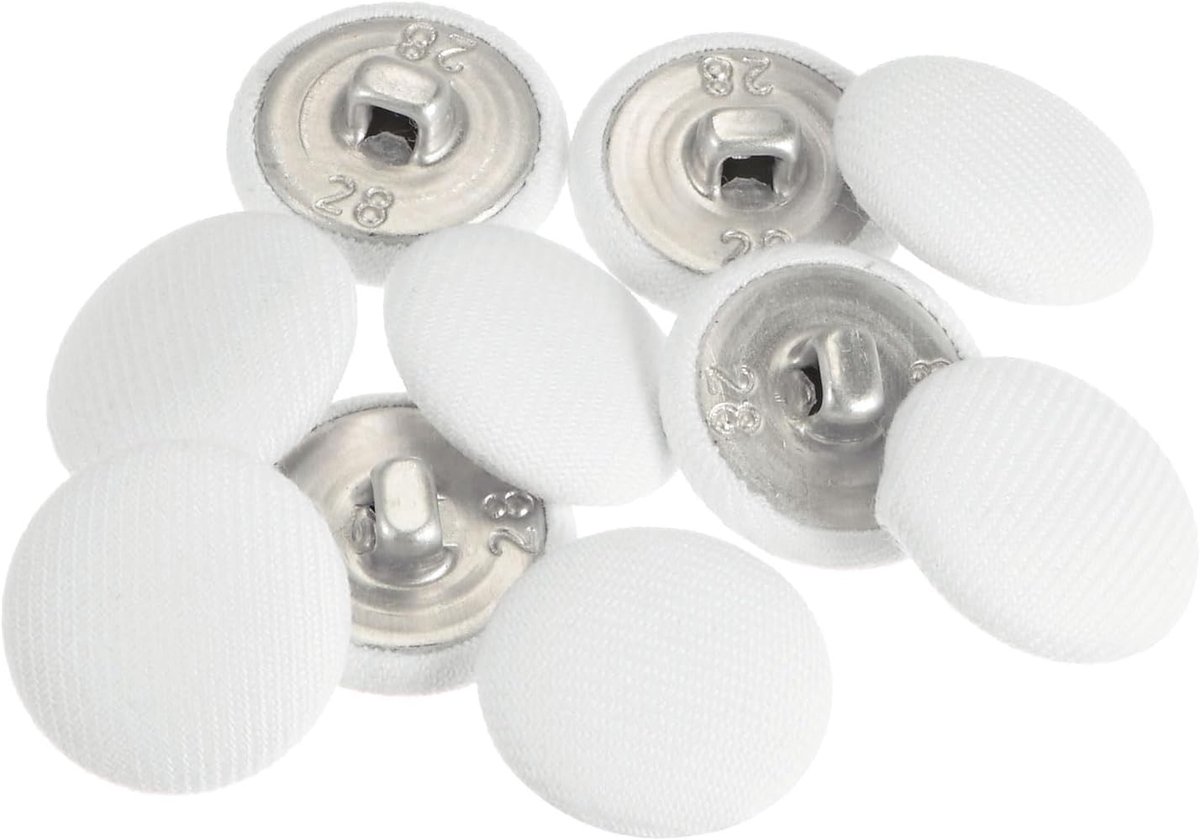 sourcing map 10 stuks, 28 l, stof, bedekt, knoop, 18 mm, rond, metaal, steel, naaien, knopen voor kostuums, jurk, blouses, wit