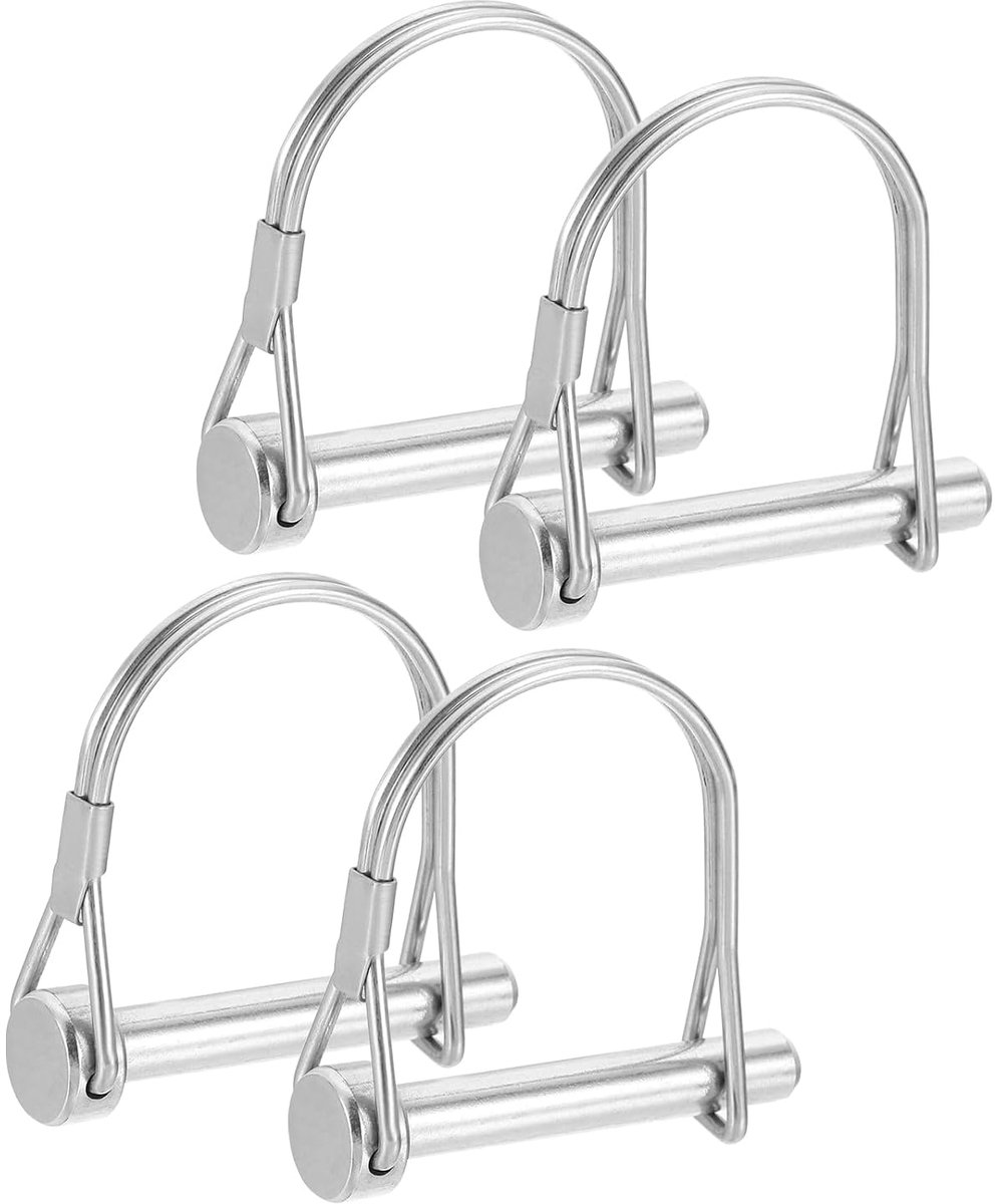 4 stuks vergrendelingspen met ronde schacht van roestvrij staal 304, 2/7 inch x 2 inch (8 mm x 50 mm), vierkante trekhaak voor boerderij, wagons, Lawn Hitches Garden, zilvertint