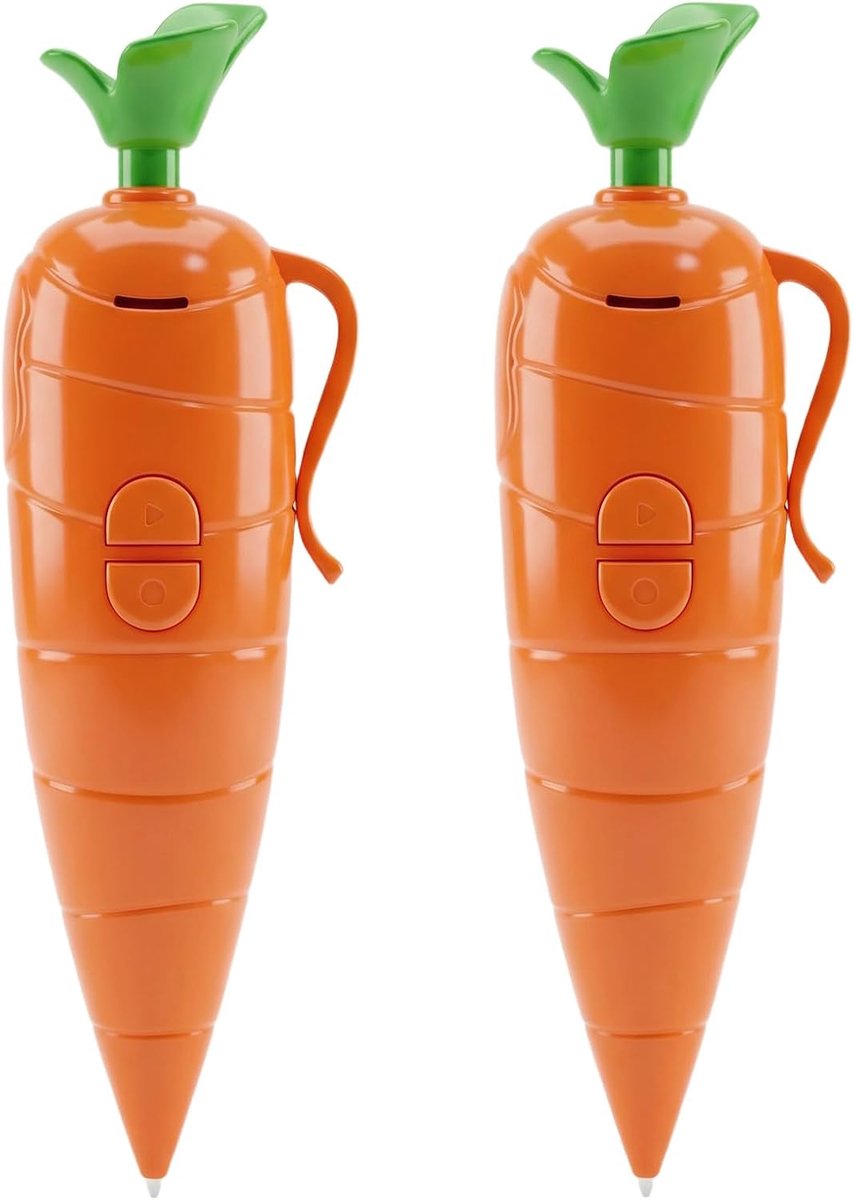 2 Wortelpen voor wortels, wortelbalpen, wortelstift met weergave en opnamefunctie, wortelvormig opnameapparaat, receptenpennen, cadeau voor Pasen, rollenspel