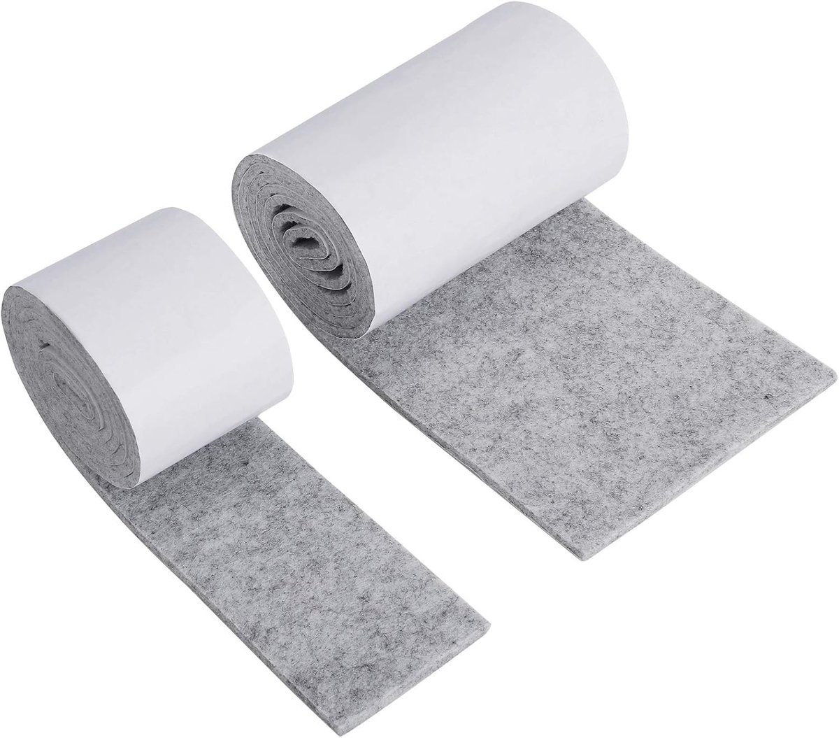 Set van 2 meubelpads, premium anti-kras zelfklevende vilten vloerbeschermer, 100 x 10 cm + 100 x 5 cm striprol voor stoel, bank, bureau, grijs