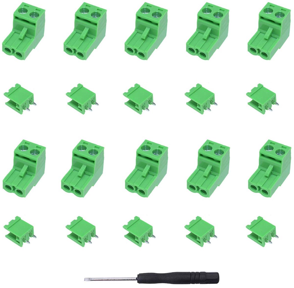 10PCS Schroef Terminal Block Connector KF2EDGK PCB Montage 2PIN 300V 10A 5.08mm Voor Breadboard, PCB Met Phillips Schroevendraaier