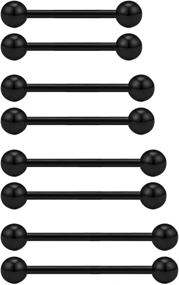 6 mm, tepelbal, 12/14/16/19 mm, staaflengte, chirurgisch staal, tongpiercing, tepelpiercing, zilver, goud