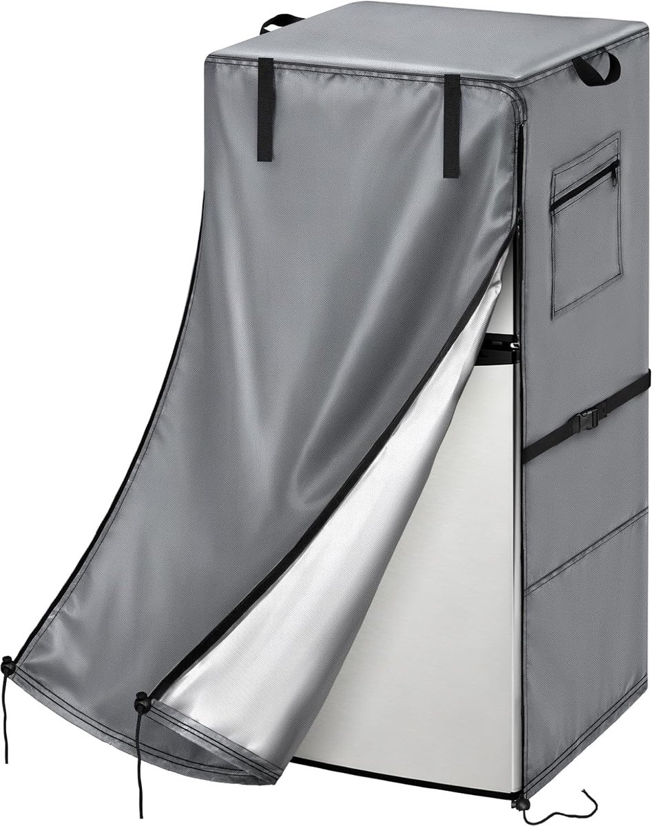 waterdichte en stofdichte afdekking ter bescherming van rechtopstaande vriezers, geschikt voor koude ruimtes, grijs, 91,4 cm B x 76,2 cm D x 180,2 cm H