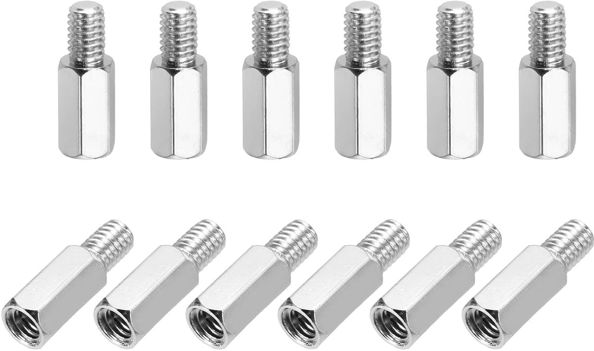 Zeskantafstandhouder met schroefdraad, M4 x 10 mm + 6 mm mannelijk vrouwelijk messing vernikkeld afstandhouders voor PCB PCB circuits FPV quadcopter drone DIY verpakking van 12 stuks
