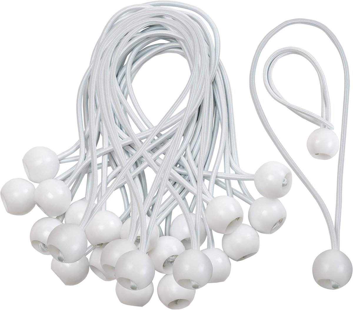 SnelShoppen - 25 Tarpaulin Tensioners - Elastische Banden met Haken voor Optimale Beveiliging - Stevige Tent Elastiek - Bungee Ball voor Camping en Tu