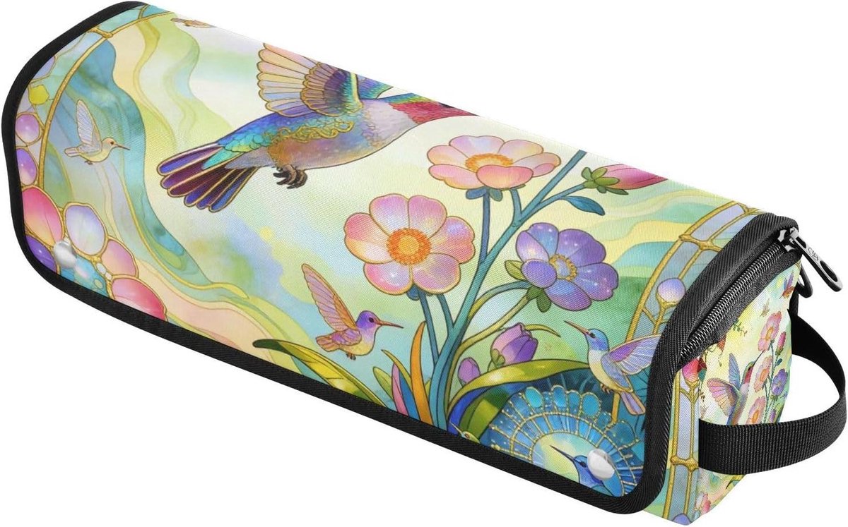 Haargereedschap Tas - Styling Tool Organizer - Veilig Opbergen - Hittebestendige Mat - 37 cm - Roze Bloemen