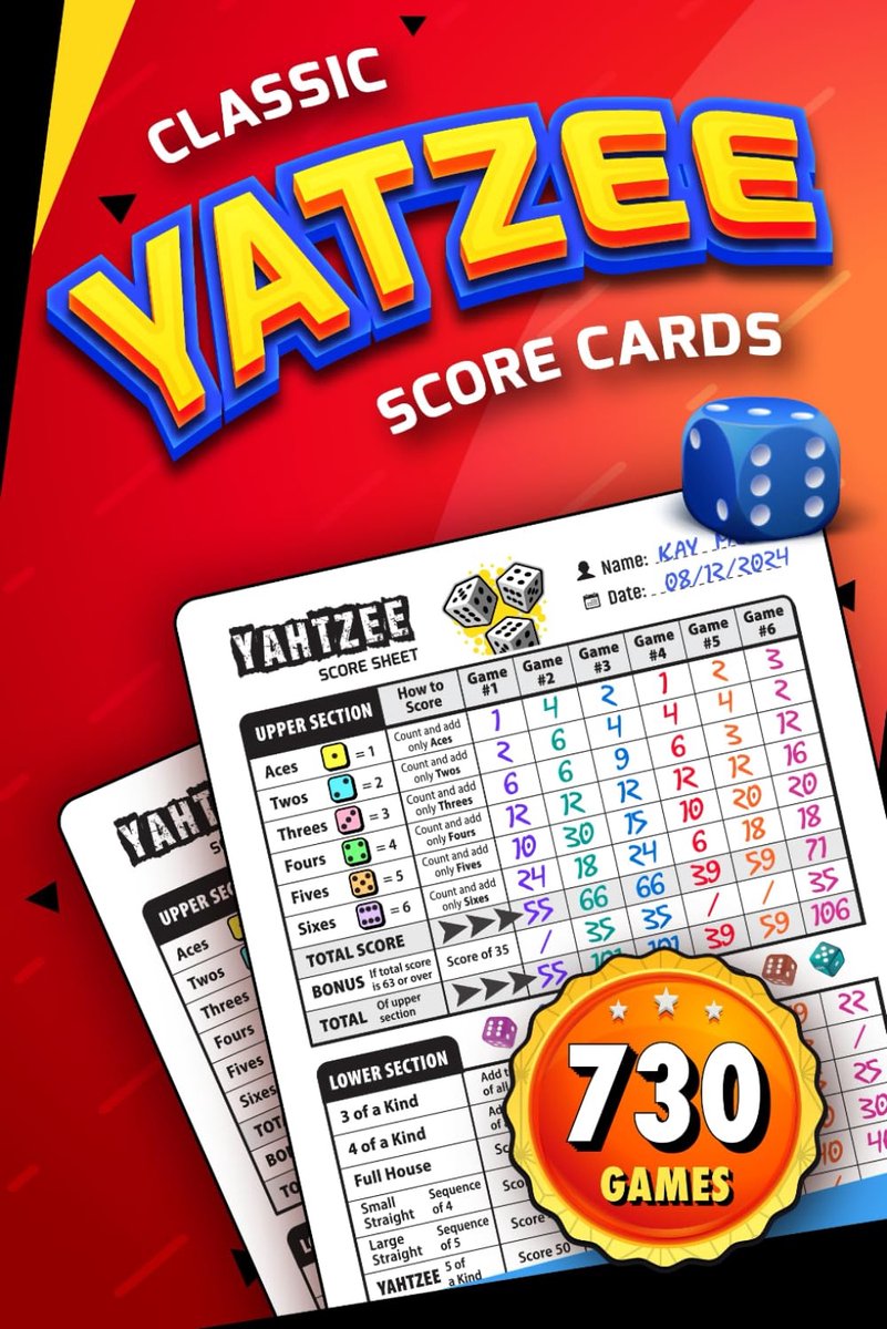 SnelShoppen - Classic Yatzee Scorekaarten - Draagbaar Scoreboek voor Puntentelling, Triple Yatzee Score Pads voor Gezelligheid en Spelletjesavonden