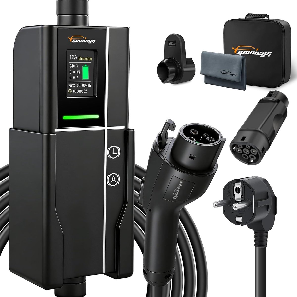 Oplaadkabel 3.5kW Type 1 - 5M Schuko EV Charger - Verstelbaar 8-16A - Inclusief opbergtas - ShopVlot