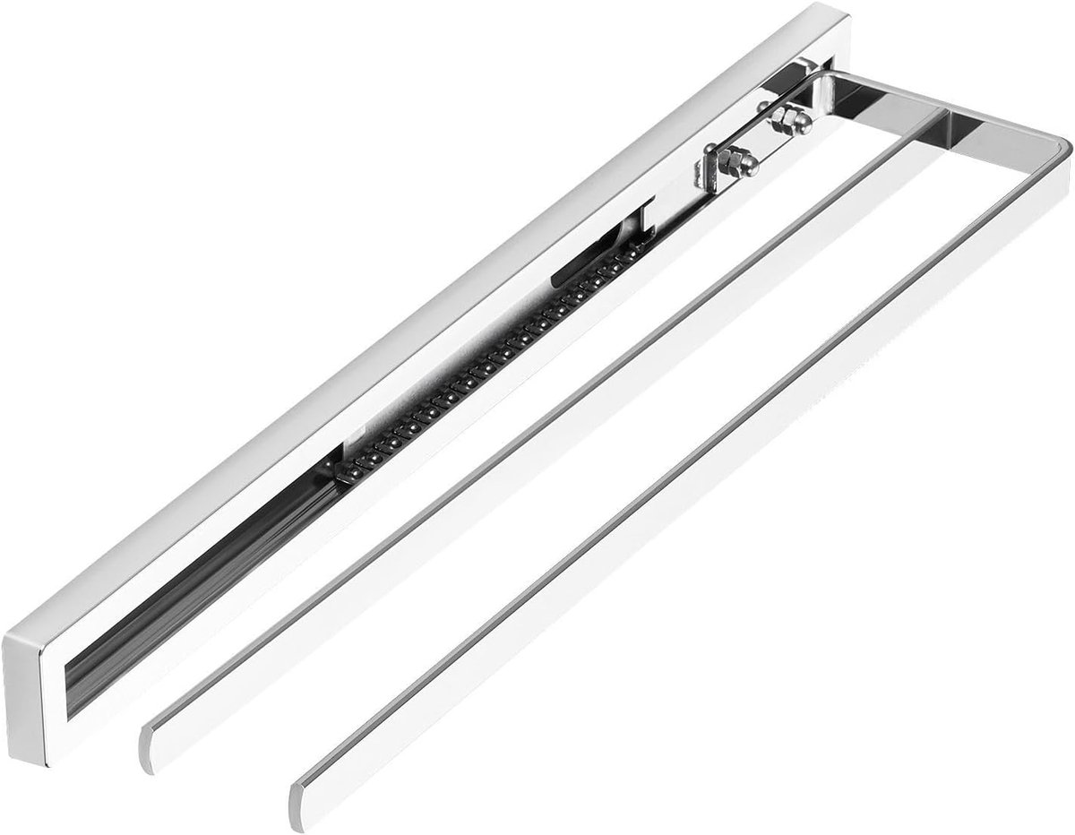Handdoekrek 2-arm 415 mm - gepolijst chroom - zijmontage - geschikt voor badkamer en keuken - ShopVlot