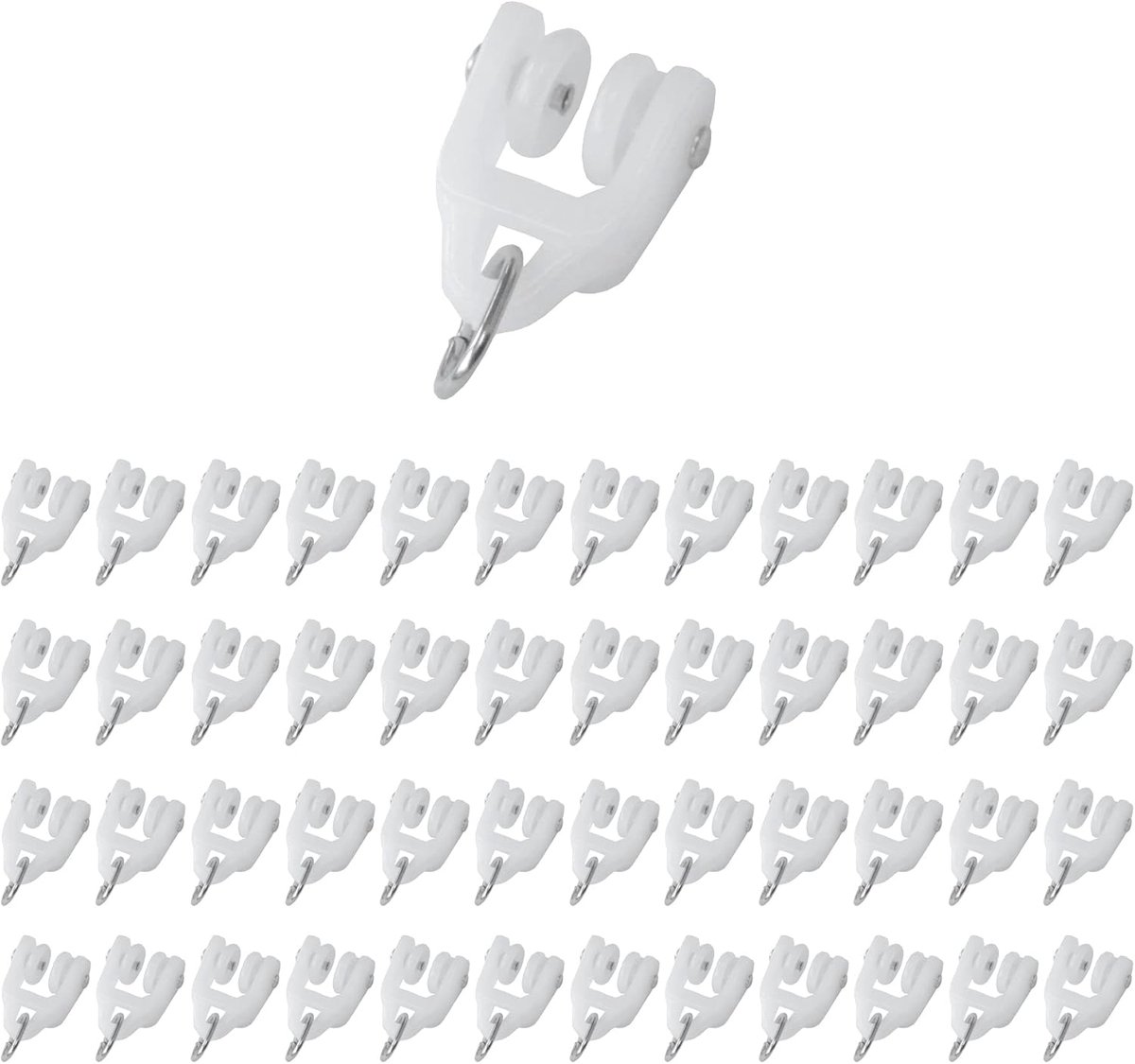 Gordijnrails 48 Stuks - Dubbele Wielen - Hoogwaardig Plastic - Ideaal voor een Soepele Beweging - ShopVlot