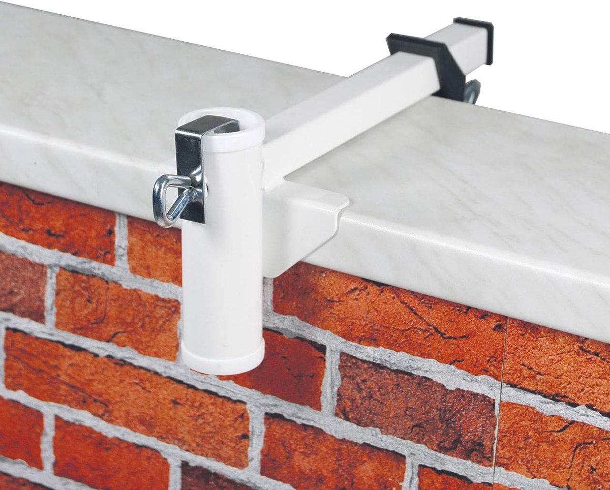Parasolhouder balustrades - wit - voor parasolstokken tot 35 mm - stabiele bevestiging - ShopVlot
