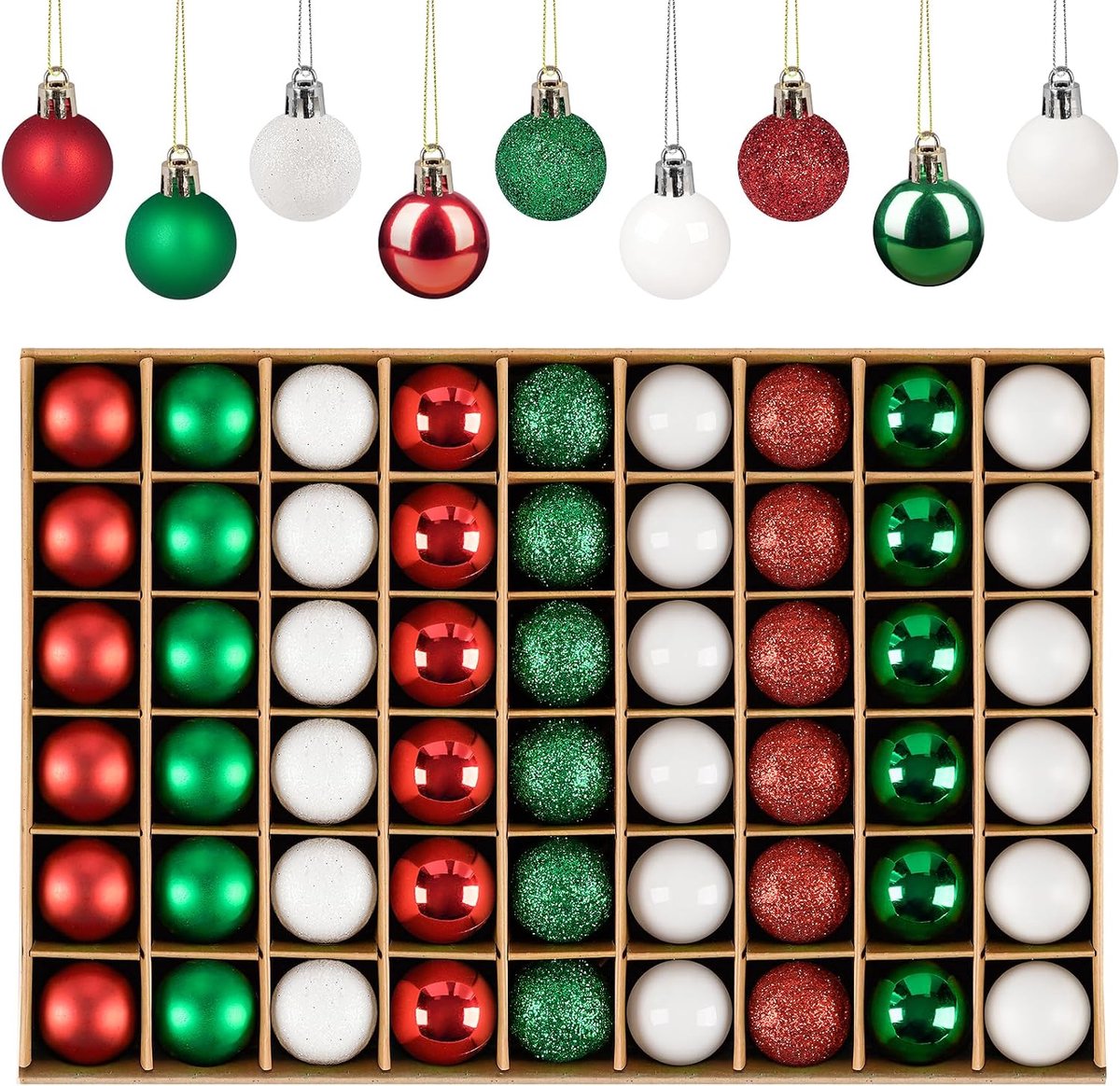 Kerstballen set van 54 - 3 cm mini kunststof kerstballen - glanzend en mat - perfect voor boomdecoratie - ShopVlot