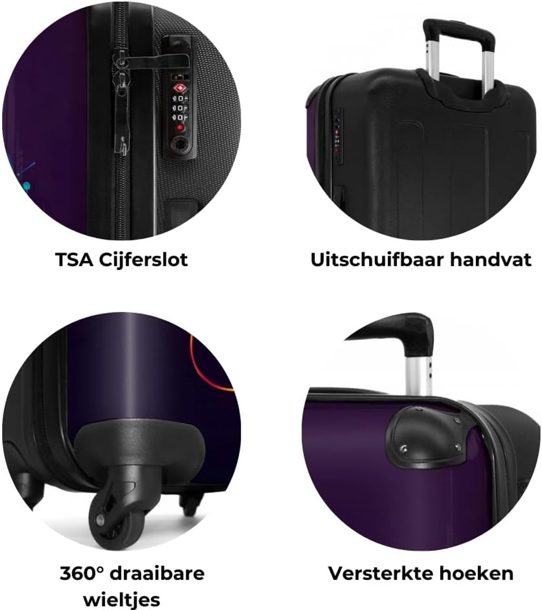 SnelShoppen - Ultralichte Kinderkoffer met 4 Wielen, TSA Slot en Chimpanzee Design - Grote Reis Koffer 67x43x25cm - Ideaal voor Vakanties en Weekendje