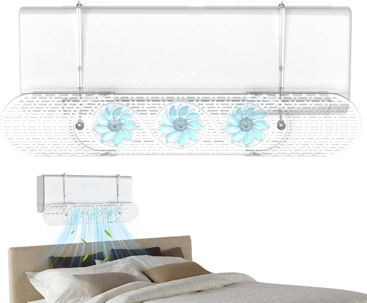 Raam Airconditioner Deflector - Airconditioning Uitlaat - Tochtvrije Koeling - Universeel Verstelbaar - 57 x 19 x 4 cm - Blauw