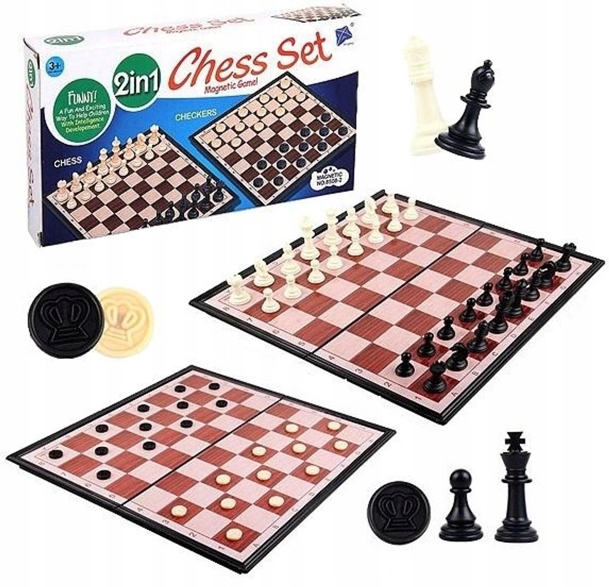 Schaak- en Damspel 2-in-1 Magnetisch Familie Strategie Spel