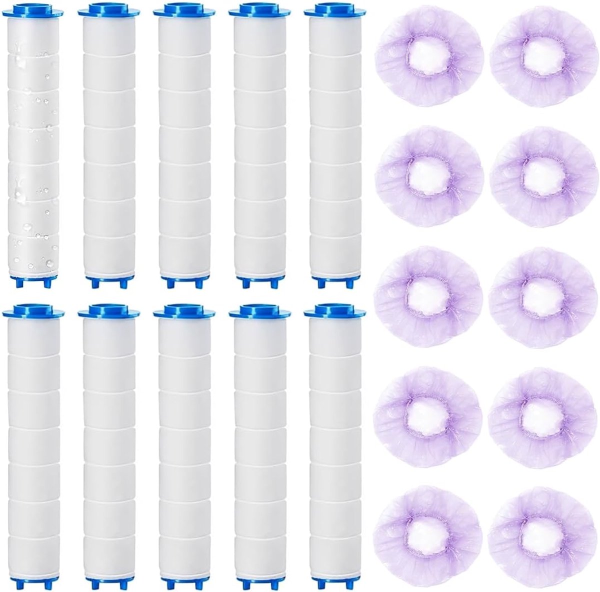 Douchefilter 10 stuks - antikalk PP katoenfilter - vervangbare waterfiltercartridge - verbeterd douchecomfort - ShopVlot