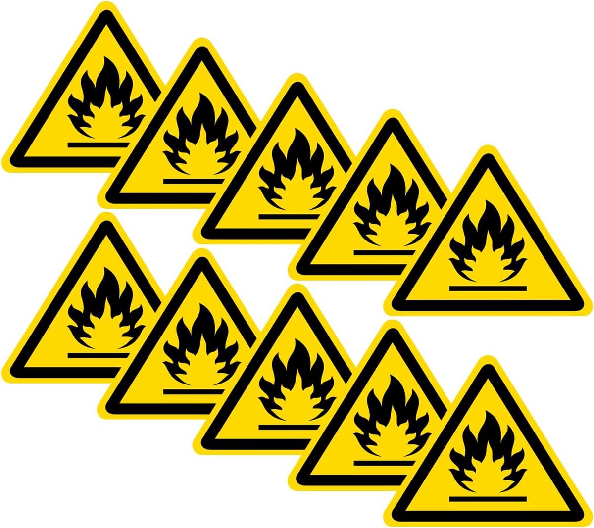 Waarschuwingsstickers brandbare gas - zelfklevend vinyl - 10 stuks - voor binnen en buiten gebruik - ShopVlot