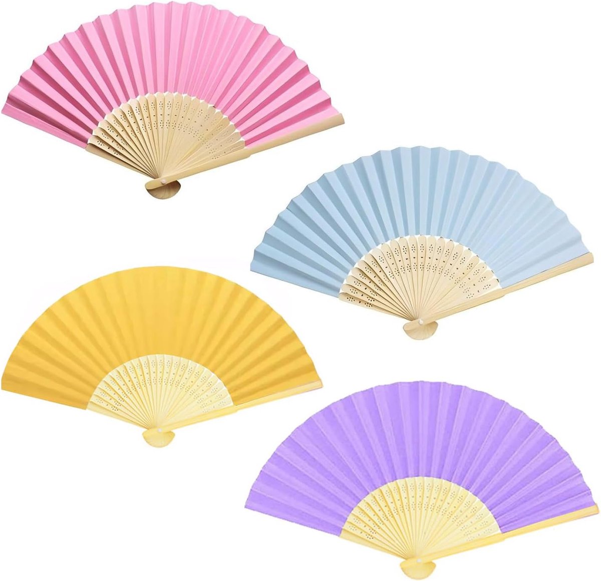 Vouwfans - 21 cm - Bamboe - Multi-kleur - Ideaal voor feesten - ShopVlot